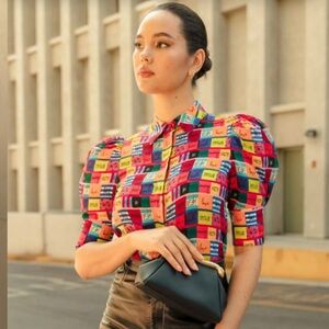 Alice + Olivia Colorful Patchwork Blouse